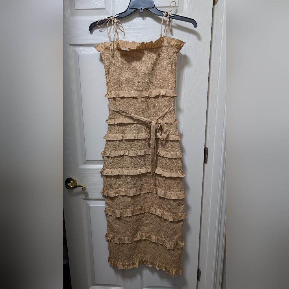 V. Chapman The Lily Dress in Warm Sand Size 6 Brown Tan